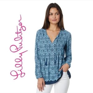 Lilly Pulitzer Marilina Long Sleeve Tunic - Bon Bon Blue Go Your Own Wave